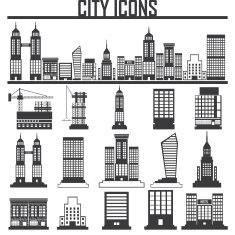 Set of vector cities silhouette N5