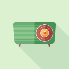 Retro radio flat square icon with long shadows N2