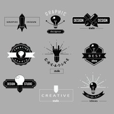 Vintage design studio logotypes set N2