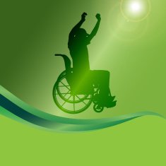 Vector silhouette of a man in wheelchair N14