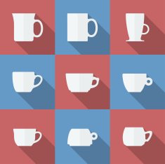 Icon Set of cups Flat style N2