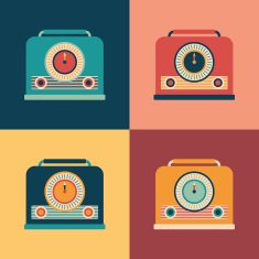 Colorful set of retro radio receivers N2