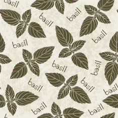 Seamless pattern with basil Monochrome vector illustration