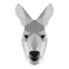 abstract monochrome kangaroo portrait of circles isolated on white background N2