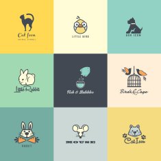 Set of flat design animal icons
