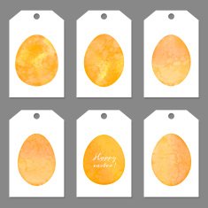 Set of tags for Easter Watercolor silhouettes eggs N5