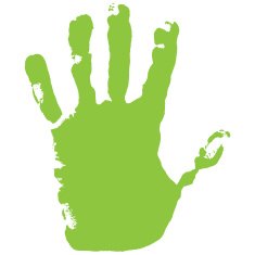 Vector illustration old man green hand print isolated on white N5