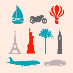 Travel Stencil Stamp Icons