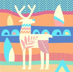 Colorful print with deer N2