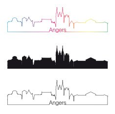 Angers skyline linear style with rainbow