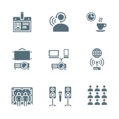 solid grey color conference concept icons N2