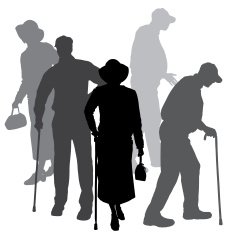 Vector silhouette of old people N217