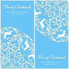 Christmas Greeting card with snowflake and deer N5