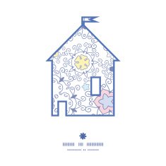 Vector ornamental abstract swirls house silhouette pattern frame