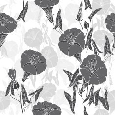 Seamless pattern with bindweed Monochrome vector background
