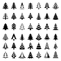 Christmas trees icons set