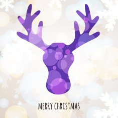 Vector deer head with winter background New Year greeting card