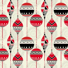 Christmas vintage seamless pattern with snowflakes ball