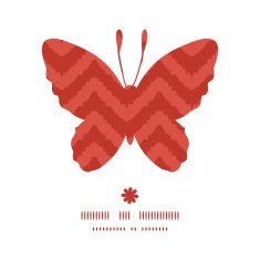 Vector colorful ikat chevron butterfly silhouette pattern frame N2