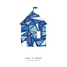 Vector abstract ice chrystals house silhouette pattern frame