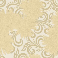 seamless pattern with aster flowers and abstract floral swirls N2