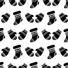 Winter seamless pattern Christmas stocking mittens