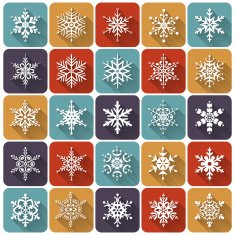 Flat snowflakes Vector icons set N2