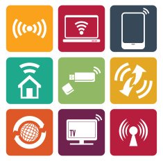 Wireless technology web icons set