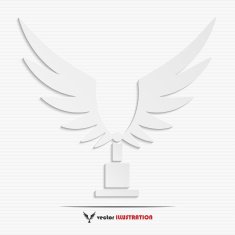 Abstract winning cup with wings web icon