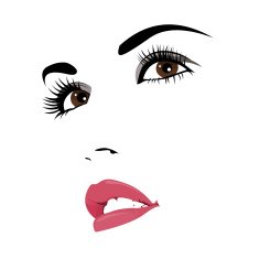 Confident woman looking up vector portrait N2