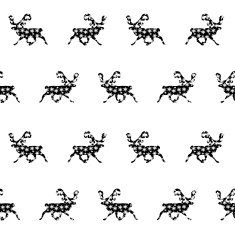 Deers and flakes ornated Seamless Pattern N2