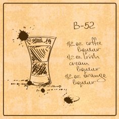 Illustration with hand drawn B-52 cocktail