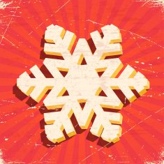 Scratched vintage card with 3D christmas snowflake