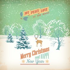 Vector Christmas Retro Greeting Card N2