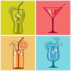 Four cocktails on color