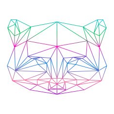 polygonal abstract raccoon silhouette drawn in one continuous line