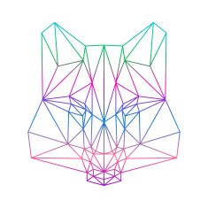 polygonal abstract wolf silhouette drawn in one continuous line