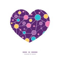 Vector molecular structure heart silhouette pattern frame N2