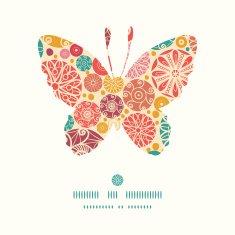 Vector abstract decorative circles butterfly silhouette pattern frame