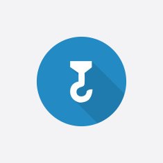 crane Flat Blue Simple Icon with long shadow