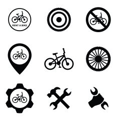 bicycle service 9 icons set