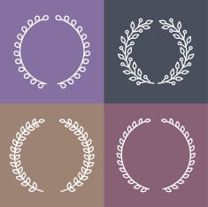 Vector set of laurel wreaths in outline style