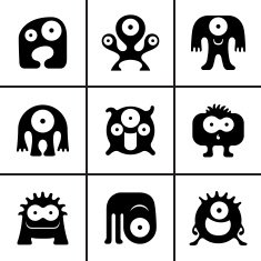 Funny monster icons set N2
