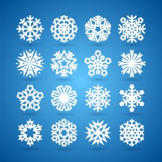 Simple Flat Snowflakes Set for Winter and Christmas Design