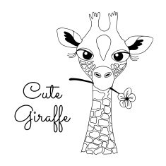 Cute Hand-drawn Cartoon Giraffe Holding a Flower N2