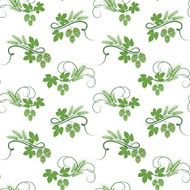 Hop and barley seamless pattern