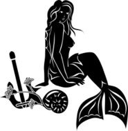 Sitting mermaid with long hair