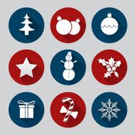 Flat christmas icon set