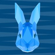 Abstract blue colored polygonal rabbit background N2