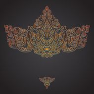 Vector lace card in eastern style on dark background N2